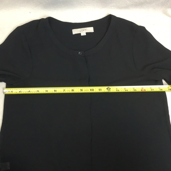 Ann Taylor Loft Blk semi Sheer blouson sleeve top - Picture 5 of 8